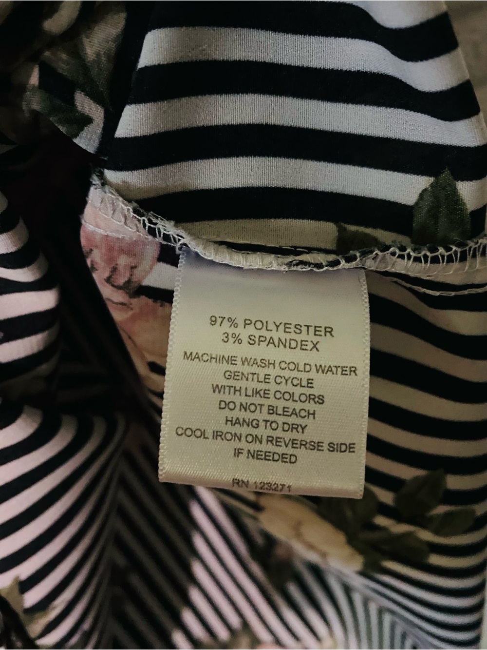 Wishful Park Black & White Striped Camisole with Pink Floral Print - Picture 4 of 6